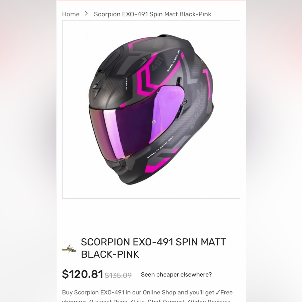 Ladies Champion Scorpion EXO-491 Spin helmet